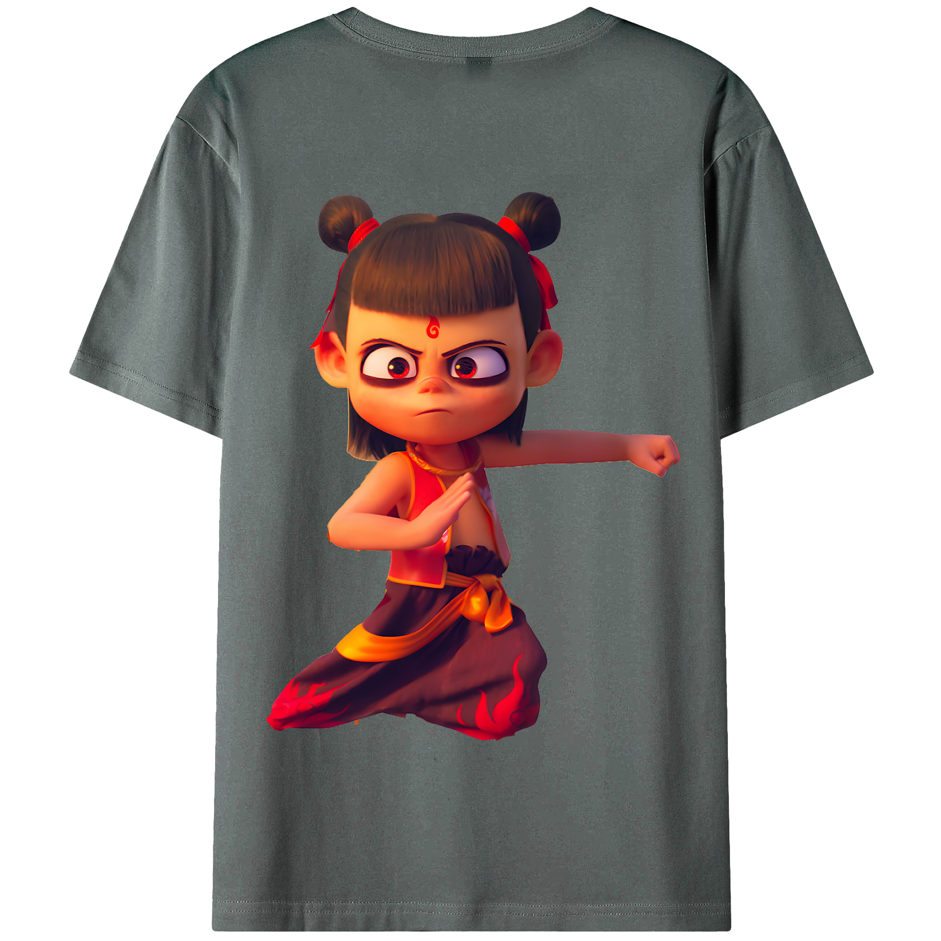 （画像用） Ne Zha 2 ナタ 魔童の大暴れ 綿100％半袖Tシャツ（背面プリント）